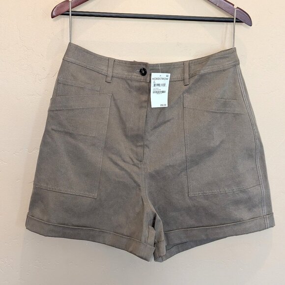 La Ligne NY High Waist Patch Pocket Shorts Mushroom Size 14 NWT - Orig. $250 - Picture 7 of 11